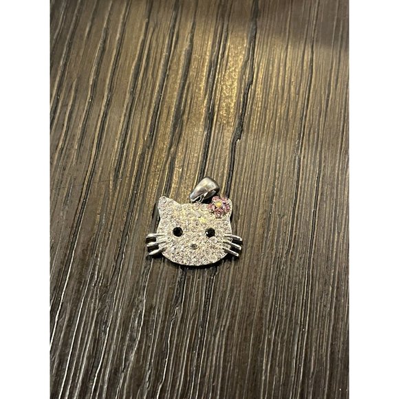 Hello Kitty Rhinestone Diamond Pendant Charm With Flower. - Picture 2 of 4